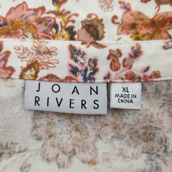 Joan Rivers Size XL Floral Print Flannel Long Sleeve Cotton Women's Top Blouse - Picture 7 of 9